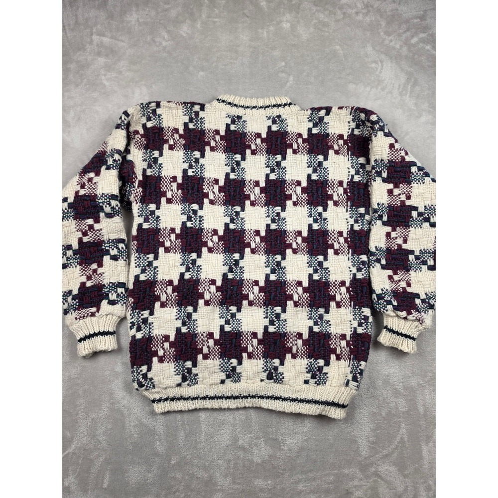 Vintage C.C.H. Imports Sweater Mens M Wool Hand Made Ecuador Houndstooth *Read - Picture 8 of 10